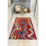 Modern Desenli Dijital Baskı Kaymaz Taban Halı H1044 Renkli 140 X 200