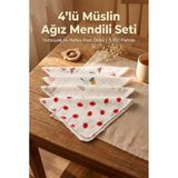 Modern Desenli Müslin Bebek Ağız Mendili Günlük Kullanım İçin Yumuşak Dokulu 25 x 25 CM 4'lü Set