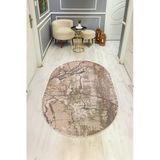 Modern Desenli Oval Dijital Baskı Kaymaz Taban Halı H0305 Renkli 140 X 200