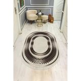 Modern Desenli Oval Dijital Baskı Kaymaz Taban Halı H0361 Renkli 140 X 200