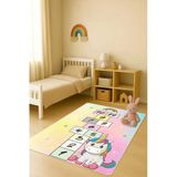 Modern Dijital Baskı Kaymaz Taban Çocuk Ve Genç Odası Halısı H0683 Renkli 80 X 300