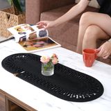Modern Doğal Jüt Dokuma Masa Örtüsü, Örgülü Sehpa Yolluğu, Oval Masa Örtüsü Yemek Masası veya Teras için (Siyah)