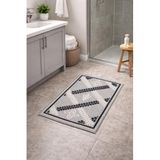 Modern Dokuma Desenli Kaymaz Taban Banyo Paspası 50x80 cm Siyah