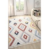 Modern Dokuma Yumuşak Yapılı Halı Yolluk Antre Oturma Odası Salon Mutfak Halısı - Krem - 200 x 290 cm