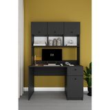 Modern Dolaplı Çekmeceli Kitaplıklı Çalışma Masası %100 Mdf Bilgisayar Ofis Ders Masası ÇM04 - Antrasit - 120 x 180 x 50