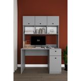 Modern Dolaplı Çekmeceli Kitaplıklı Çalışma Masası %100 Mdf Bilgisayar Ofis Ders Masası ÇM04 - Kül Rengi - 120 x 180 x 50