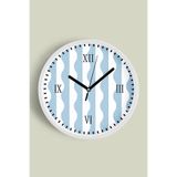 Modern Duvar Saati - 30cm - Önü Camlı Beyaz Kasa - Sessiz Mekanizma, JH0162S30BKP