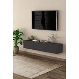 Modern Duvara Monte TV Ünitesi %100 MDF Kapaklı Televizyon Sehpası T-27 - Antrasit