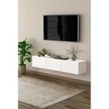 Modern Duvara Monte TV Ünitesi %100 MDF Kapaklı Televizyon Sehpası T-27 - Beyaz