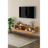 Modern Duvara Monte TV Ünitesi %100 MDF Kapaklı Televizyon Sehpası T-27 - Safir Meşe