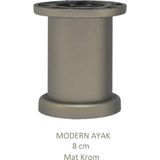 Modern, Düz Ayak 8 cm Krom, Tv Ünitesi, Koltuk Altı , Dolap Ayağı, Vidaları Hediye - Mat Krom