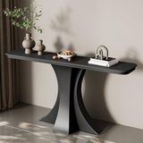 Modern Endüstriyel Konsol Masası - Geometrik Tabanlı Küçük Sehpa, Sahte Mermer Taban, Oturma Odası, Koridor, Giriş için Sergi Masası - Dekoratif Mobilya Yok