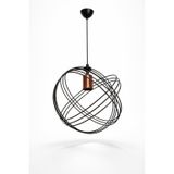 Modern Endüstriyel Sarkıt Avize – Metal Geometrik Tavan Lambası, Minimalist Pendant Aydınlatma, Salon Mutfak Ofis Dekoratif Lamba (Siyah & Bakır Detay)