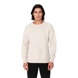 Modern Erkek Oversize Saç Örgü Desenli Bisiklet Yaka Triko Kazak Günlük Şıklık Sunar Kaliteli -Beyaz-S