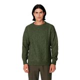 Modern Erkek Oversize Saç Örgü Desenli Bisiklet Yaka Triko Kazak Günlük Şıklık Sunar Kaliteli -Haki-XL