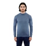 Modern Erkek Triko Kazak Fitted Kesim Dik Yaka Uzun Kollu Rahat Pamuklu Karışım Basic Stil Kış ve -Mavi-2XL
