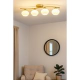 Modern Eskitme Beyaz Camlı 4'lü Yemek ve Salon Masası + Avize Seti - Seçenek 1 - Altın