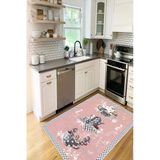 Modern Fincan Desenli Baskılı Kaymaz Yıkanabilir Mutfak Halısı Yolluk 100 X 200 Cm Pembe