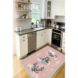 Modern Fincan Desenli Baskılı Kaymaz Yıkanabilir Mutfak Halısı Yolluk 60 X 100 Cm Pembe
