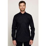 Modern Fit %100 Pamuk Armürlü Premium Erkek Siyah Gömlek