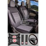 Modern Garaj Fiat Albea, Tipo, Linea, Palio, Egea, Tempra Uyumlu Ön Arka Tam Set Gofrajlı Oto Koltuk Kılıfı Seti - Gri