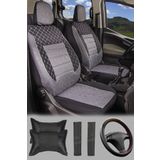 Modern Garaj Ford Connect, Focus, Fiesta, Escort Uyumlu Füme Gofrajlı Oto Koltuk Gofrajlı Spor Kılıf Seti Boyun