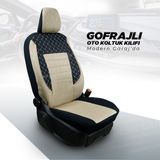 Modern Garaj Tofaş Murat Gofrajlı Oto Koltuk Logolu Kılıfı Seti - Kahverengi