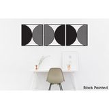 Modern Geometrik 3 Parçalı Doğal Ahşap Kaplama Siyah Duvar Tablosu, Salon ve Yatak Odası İçin Ahşap Panel, 40 cm (Yükseklik)