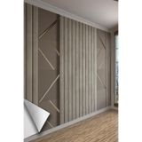 Modern Geometrik Çizgili Çıtalı Panel Tek Parça Tekstil Duvar Kağıdı, 600 x 280