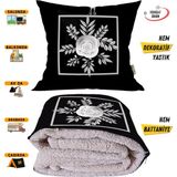 Modern Gül Tasarım Tv Battaniyeli Opsiyonel Dekoratif Yastık Kırlent 2 In 1 Battaniye - 115 x 170 cm - Renkli