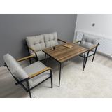 Modern Güneş Balkon, Bahçe, Cafe - Metal Kanepe Koltuk Takımı - 2+1+1 + Masa Açık Gri Modernsh28 Açık Gri