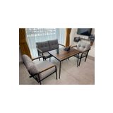 Modern Gunes Balkon, Bahce, Cafe - Metal Kanepe Koltuk Takimi - 2+1+1 + Masa