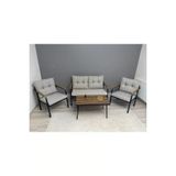 Modern Gunes Balkon, Bahce, Cafe - Metal Kanepe Koltuk Takimi - 2+1+1 + Sehpa