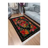 Modern home Karabağ Çiçek Motifli Dijital Baskı Dot/Keçe Salon Halısı Makinada Yıkanabilir Halı