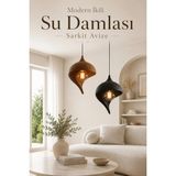 Modern Ikili Su Damlası Sarkıt Avize Beyaz Ampul Hediyeli - 2 - Siyah
