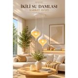 Modern Ikili Su Damlası Sarkıt Avize Beyaz Ampul Hediyeli - 2