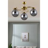 Modern Ilay Eskitme Gold Boyal Füme Kapalı Camlı 3lü Camlı Avize - 0 - Beyaz