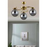 Modern Ilay Eskitme Gold Boyal Füme Kapalı Camlı 3Lü Camlı Avize