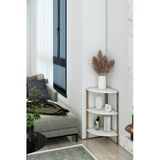Modern İskandinav 3 Katlı Ahşap Çiçeklik & Dekoratif Köşe Rafı