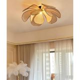 Modern İskandinav Tasarım Bohem Rose Çiçek Tavan Avize Hazeran Hasır Rattan Salon Avizesi SARI