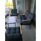 Modern Jüpiter Balkon, Bahçe, Cafe - Metal Kanepe Koltuk Takımı - 2+1+1 + Sehpa Antrasit Modernsh58 Antrasit