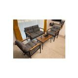Modern Jupiter Balkon, Bahce, Cafe - Metal Kanepe Koltuk Takimi - 2+1+1 + Sehpa