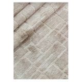 Modern Kabartmalı Tuğla Desenli Lüks Kaymaz Jel Taban Halı Krem