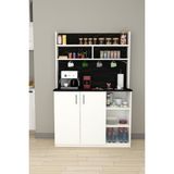 Modern Kahve Köşesi Dolabı %100 MDF Çok Amaçlı Erzak Depolama Dolabı KAHVE02 - Beyaz - Royal Mermer