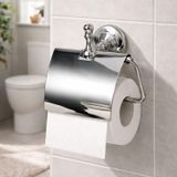 Modern Kapaklı Krom Tuvalet Kağıtlığı Duvar Montajlı Paslanmaz Metal Banyo Wc Aksesuarı