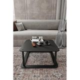 Modern Kare Orta Sehpa 2 Katlı Tasarım Salon Oturma Odası İçin Dekoratif ve Kullanışlı Ahşap Orta Masa Kitap ve Aksesuar Raflı (Siyah)