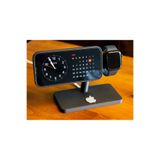 MODERN KAVİSLİ ÇİFTLİ TELEFON VE SAAT ŞARJ İSTASYONU Siyah