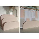 Modern Kavisli Masaüstü Organizer - Minimalist Ajanda, Dosya ve Tablet Standı Bölmeli Düzenleyici