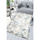 Modern Kilim Desen Baskılı Kaymaz Yıkanabilir Salon Oturma Odası Mutfak Antre Halısı Yolluk 100 X 250 Cm Çok Renkli