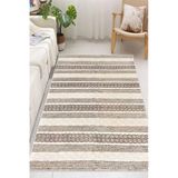 Modern Kilim Desenli Bej Baskılı Kaymaz Yıkanabilir Salon Oturma Odası Mutfak Antre Halısı Yolluk 100 X 200 Cm Bej